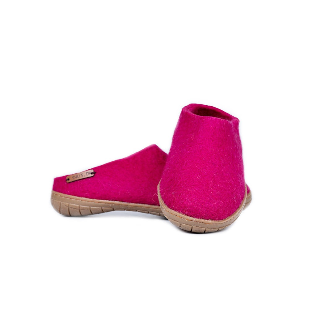 Wollpantoffel (100 % reine Wolle) – Modell Pink mit Gummisohle – Dänisches Design von SHUS