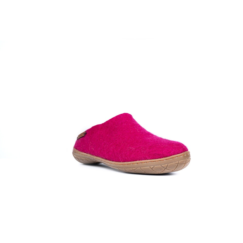Wollpantoffel (100 % reine Wolle) – Modell Pink mit Gummisohle – Dänisches Design von SHUS