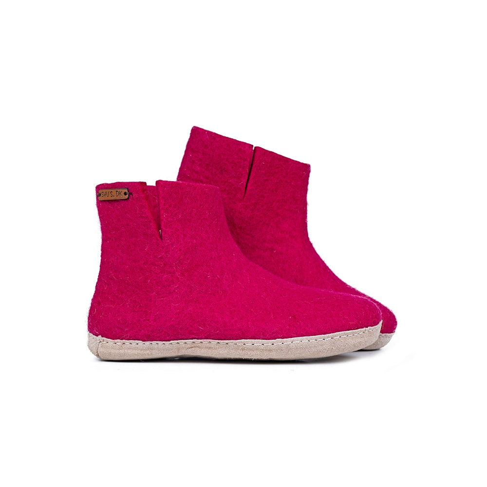 Wollstiefel (100% reine Wolle) - Modell pink mit Ledersohle - Danish Design from SHUS