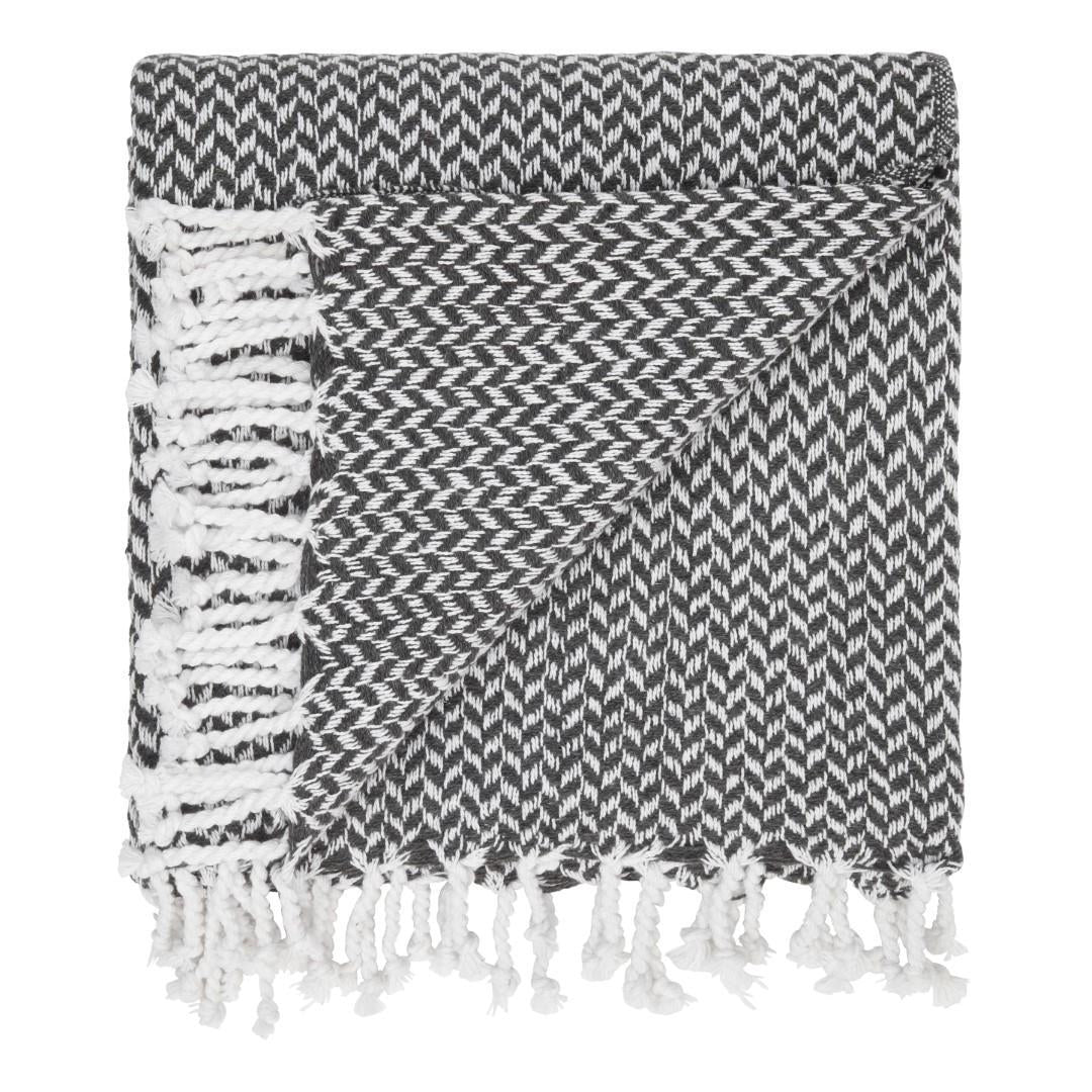 Decke mit Fransen aus 100 % Baumwolle – 135 x 200 cm. von Rugs’N’More