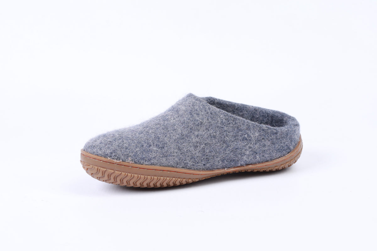 Wollpantoffel (100 % reine Wolle) – Modell Denim mit Gummisohle – dänisches Design von SHUS