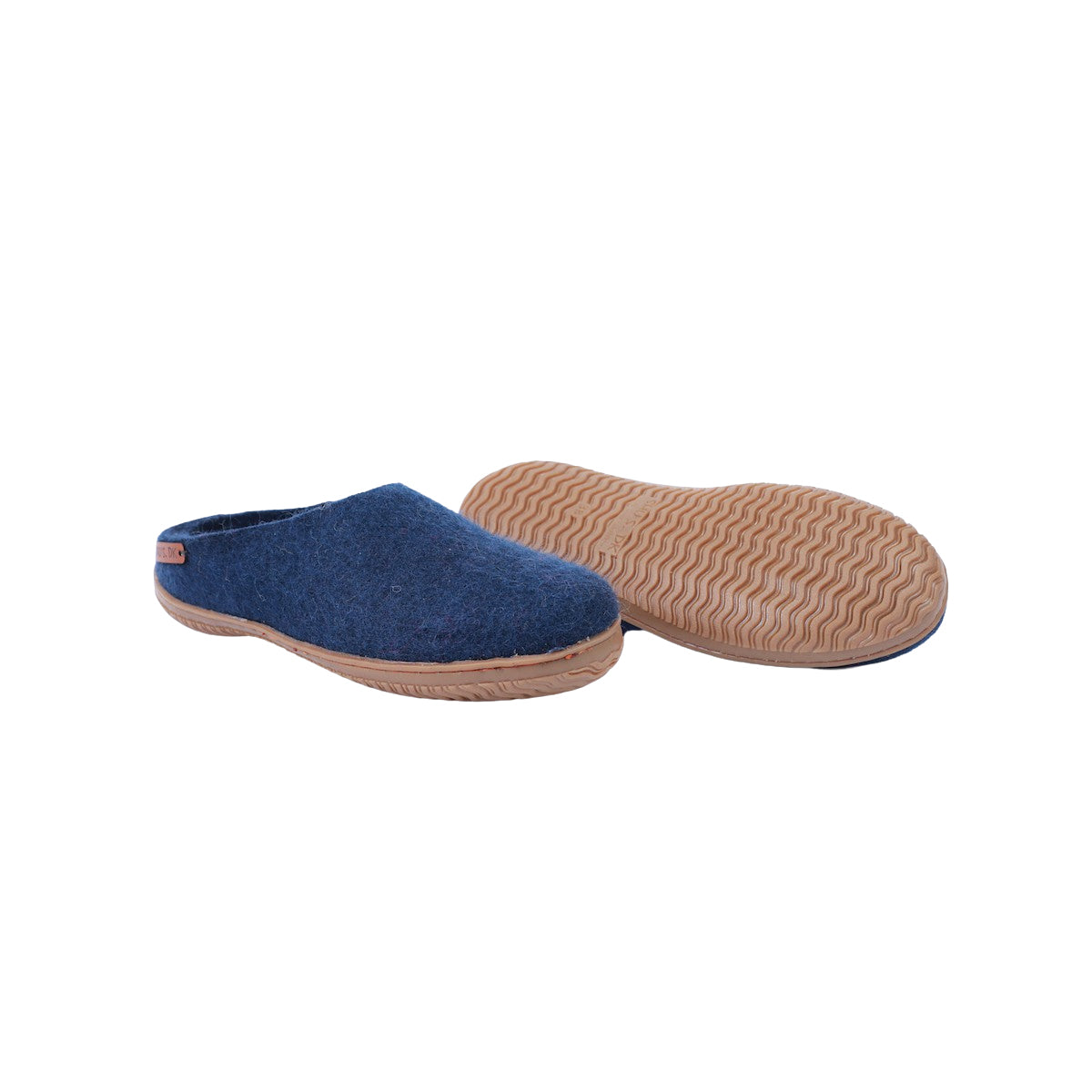 Wollpantoffel (100 % reine Wolle) – Modell Blau mit Gummisohle – Dänisches Design von SHUS