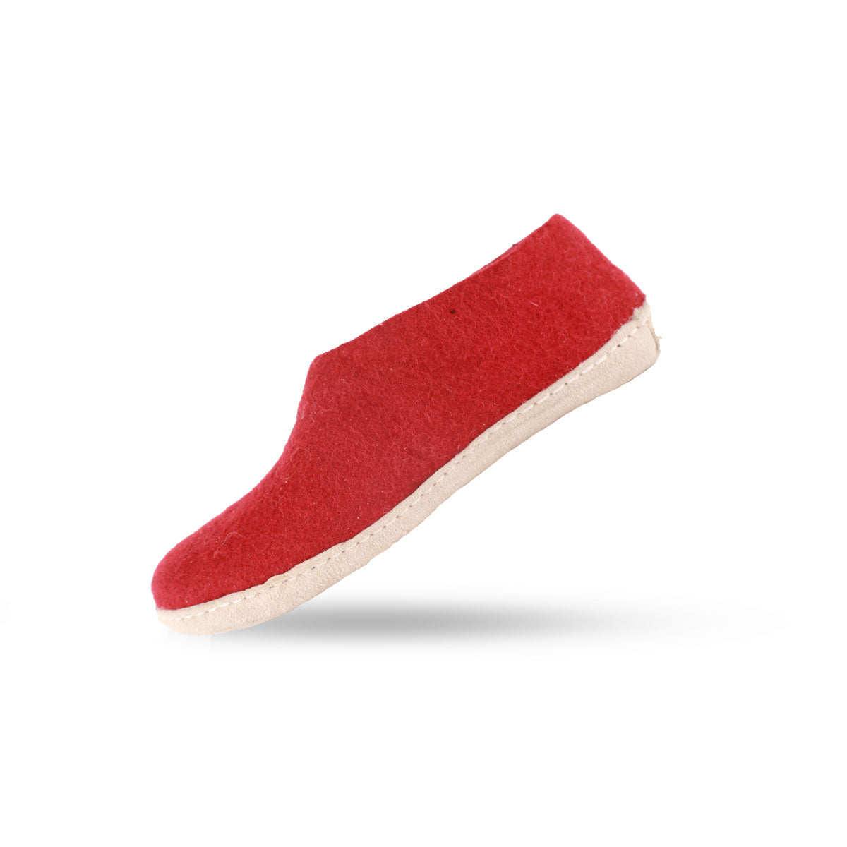 Wollhausschuhe (100 % reine Wolle) – Modell Rot mit Ledersohle – Dänisches Design von SHUS