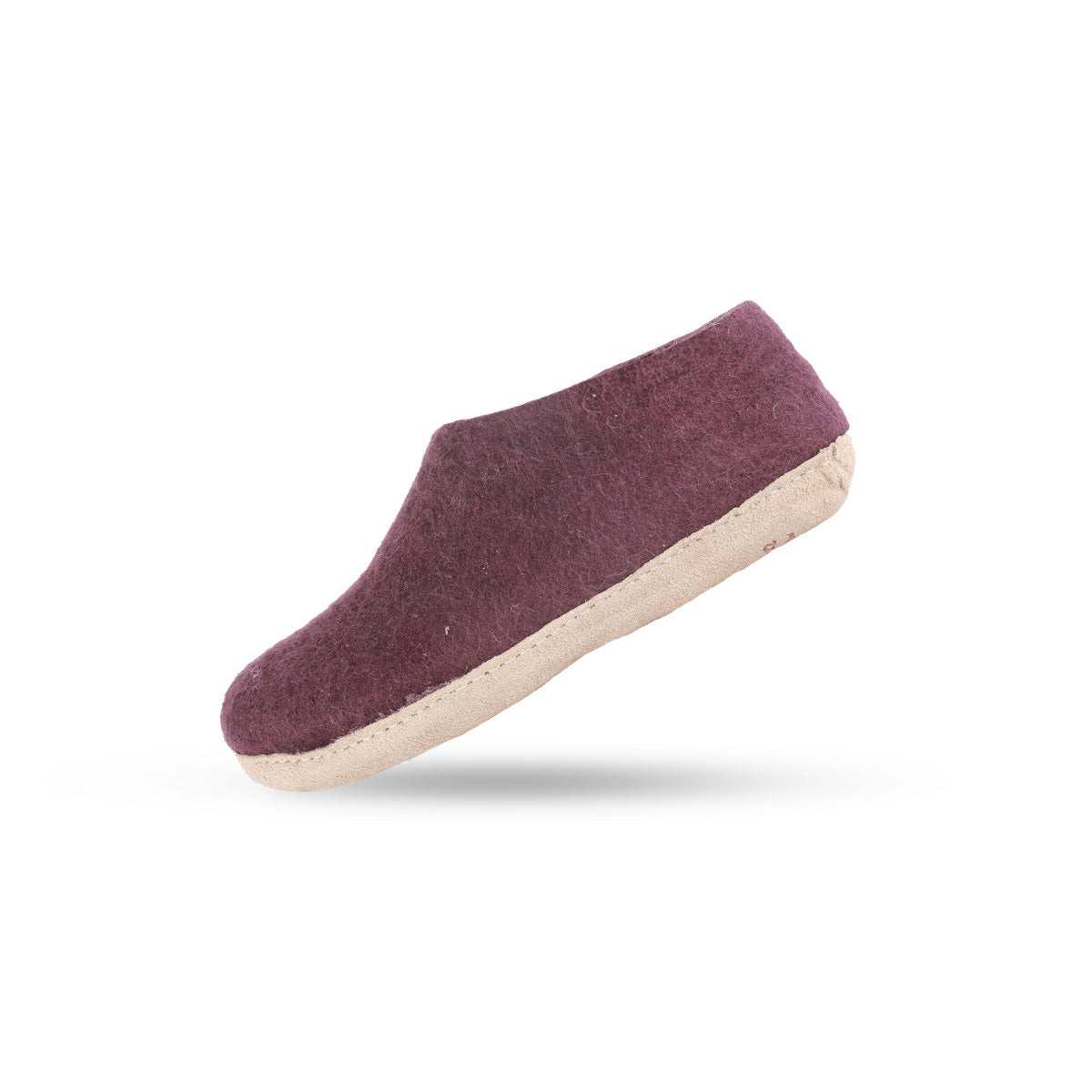 Wollhausschuhe (100 % reine Wolle) – Modell Lila mit Ledersohle – Dänisches Design von SHUS