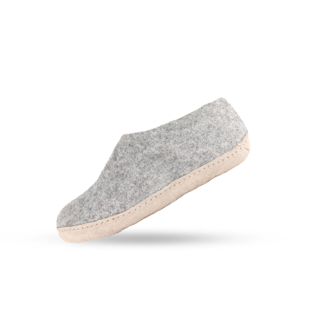 Wollhausschuhe (100 % reine Wolle) – Modell Grau mit Ledersohle – Dänisches Design von SHUS