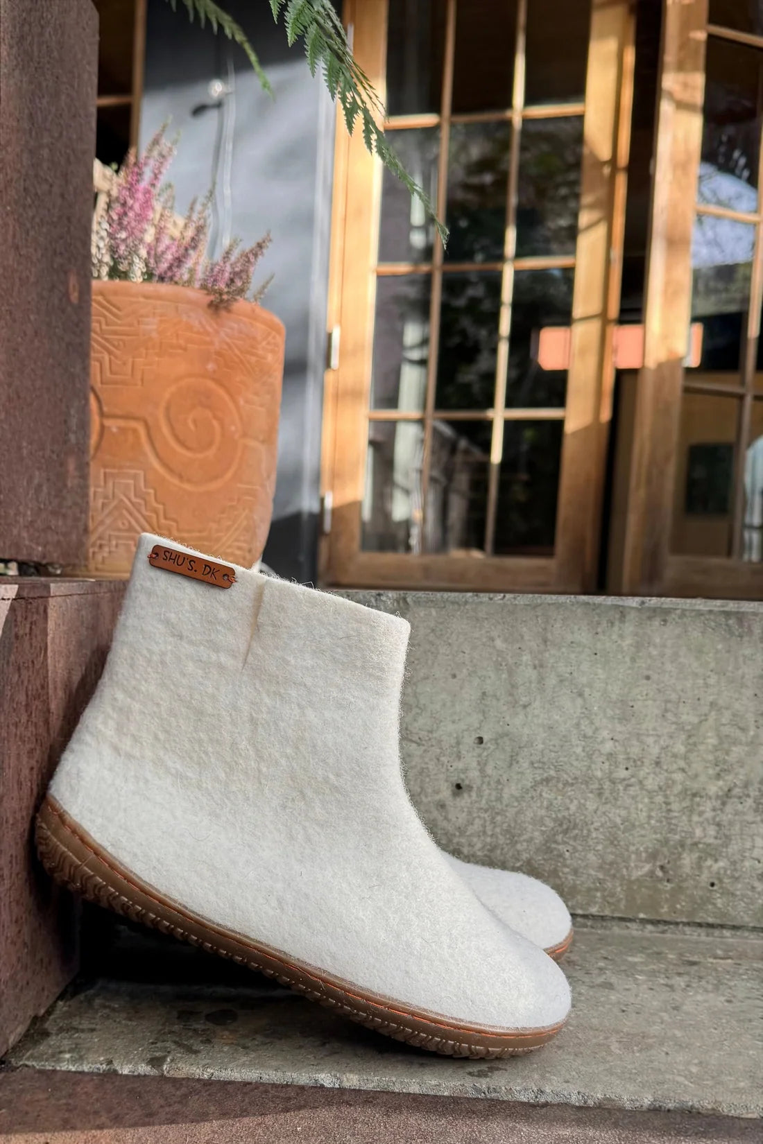 Wollstiefel (100 % reine Wolle) – Modell Beige mit Gummisohle