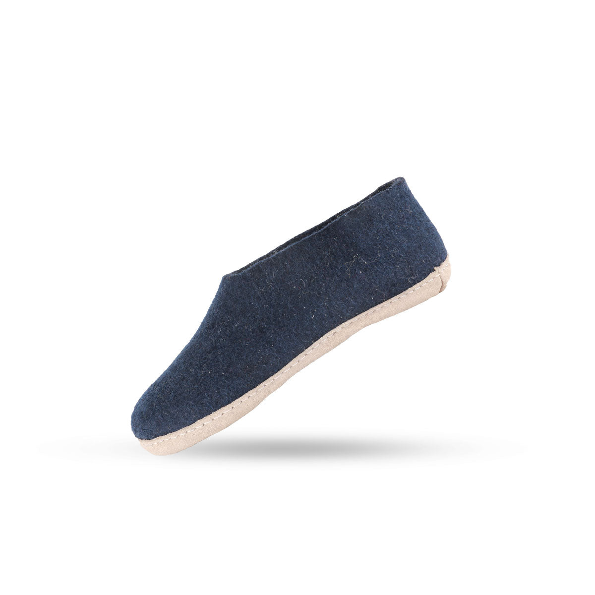 Wollhausschuhe (100% reine Wolle) - Modell Blau mit Ledersohle - Dänisches Design von SHUS