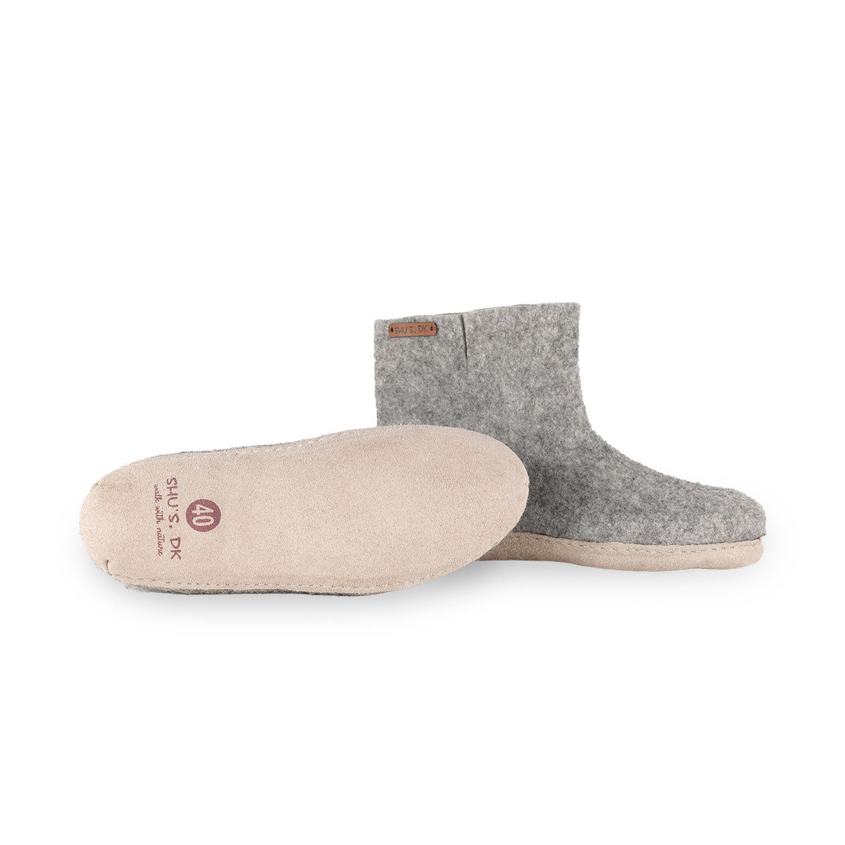 Wollstiefel (100 % reine Wolle) – Modell Grau mit Ledersohle – Dänisches Design von SHUS