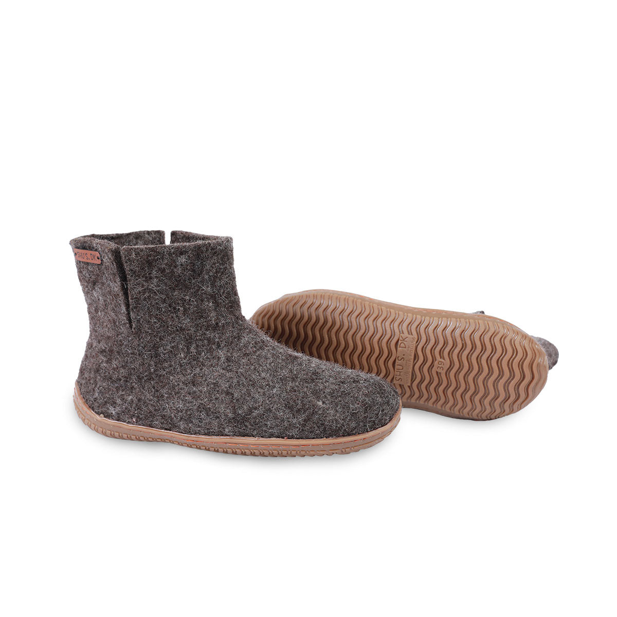 Wollstiefel (100 % reine Wolle) – Modell Braun mit Gummisohle – Dänisches Design von SHUS