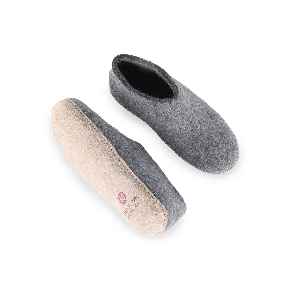 Wollhausschuhe (100 % reine Wolle) – Modell Denim mit Ledersohle – Dänisches Design von SHUS