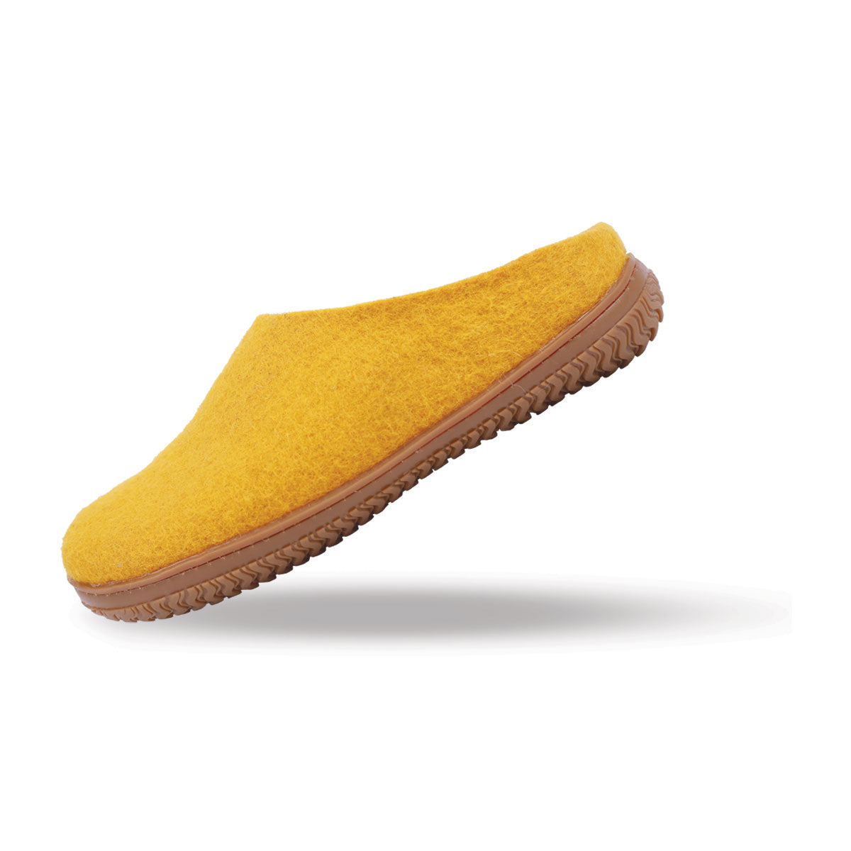 Wollpantoffel (100 % reine Wolle) – Modell Currygelb mit Gummisohle – Dänisches Design von SHUS