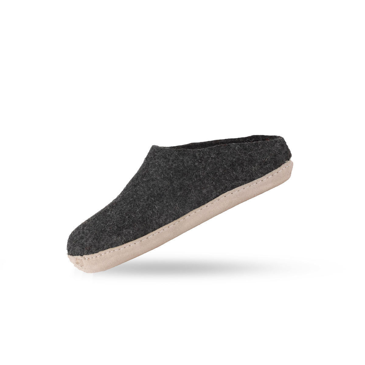 Wollpantoffel(100 % reine Wolle) – Modell Koks mit Sohle aus Leder – Dänisches Design von SHUS