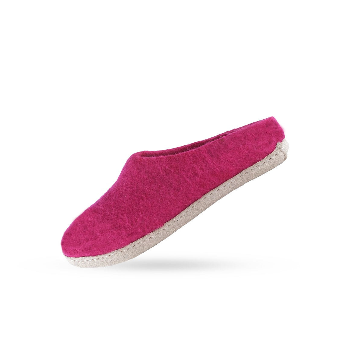Wollpantoffel (100 % reine Wolle) – Modell Pink mit Ledersohle – dänisches Design von SHUS