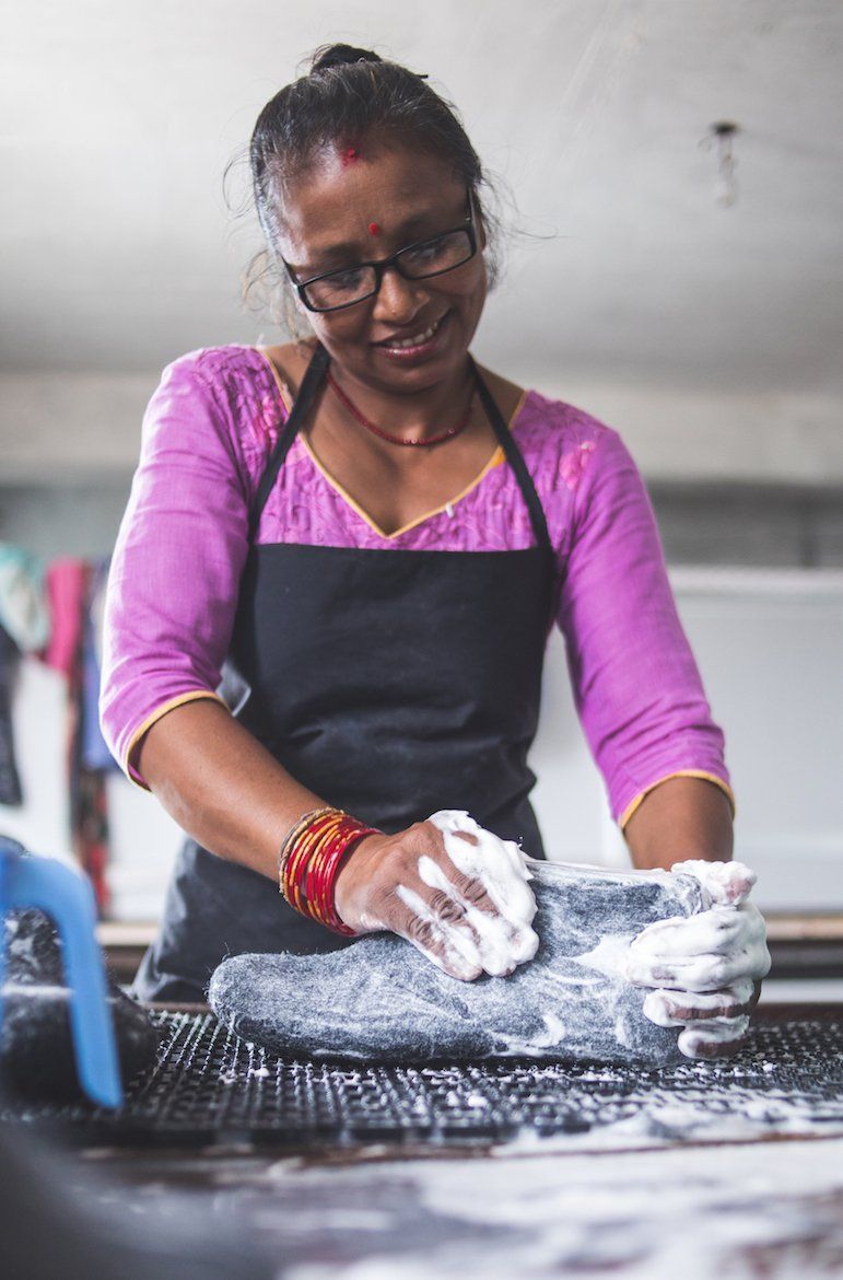 Wollstiefel (100 % reine Wolle) Modell Grün mit Gummisohle – Dänisches Design von SHUS