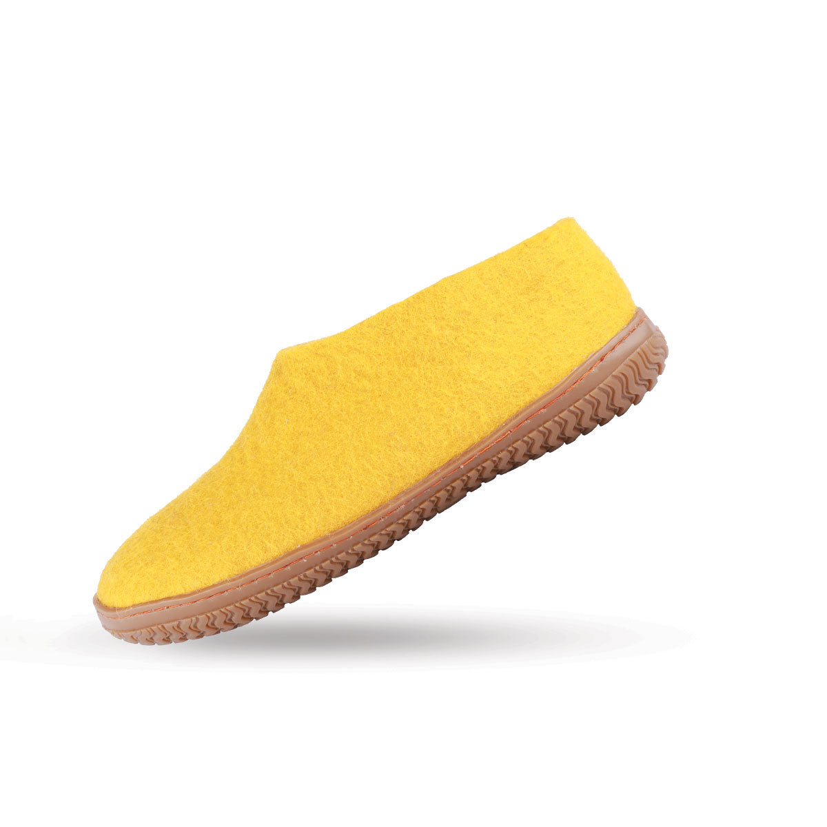 Wollhausschuhe (100 % reine Wolle) – Modell Currygelb mit Gummisohle – Dänisches Design von SHUS