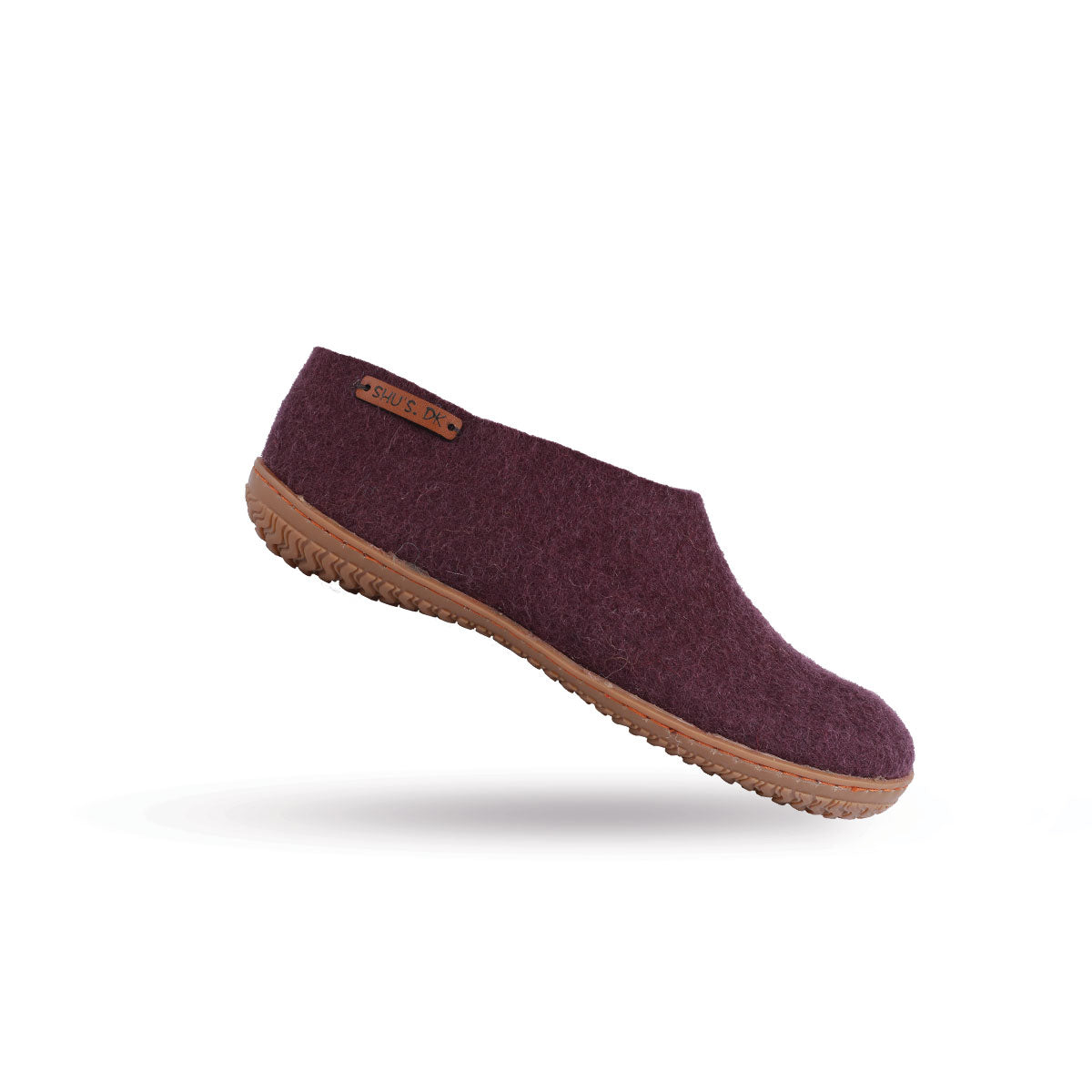 Wollhausschuhe (100 % reine Wolle) – Modell Lila mit Gummisohle – Dänisches Design von SHUS