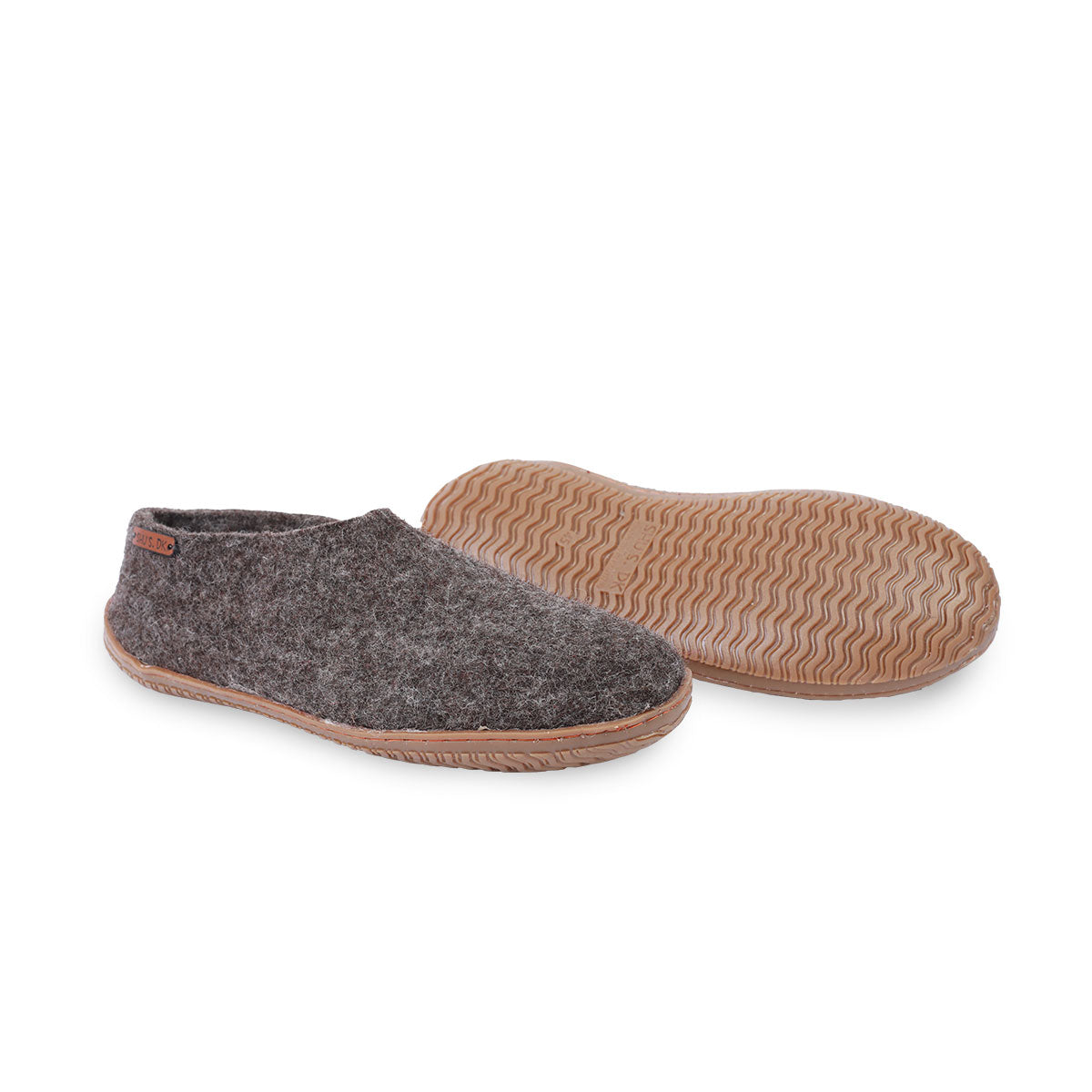 Wollhausschuhe (100 % reine Wolle) – Modell Braun mit Gummisohle – Dänisches Design von SHUS
