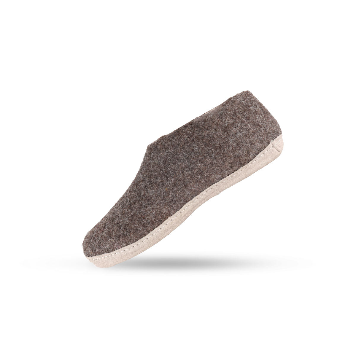 Wollhausschuhe (100 % reine Wolle) – Modell Braun mit Ledersohle – Dänisches Design von SHUS