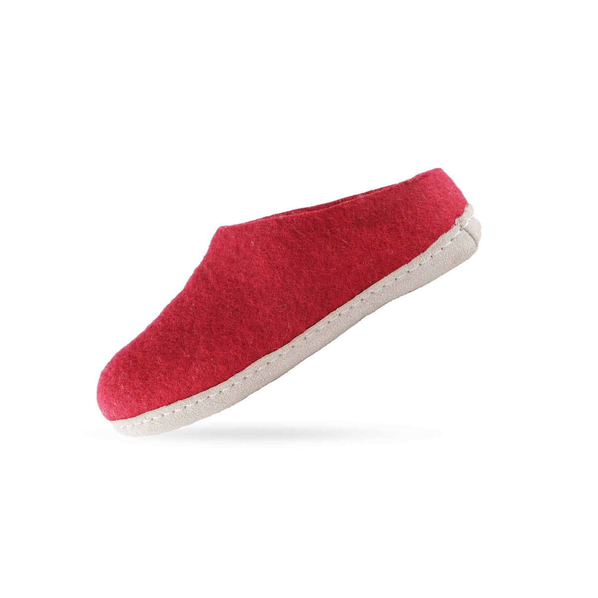 Wollpantoffel (100 % reine Wolle) – Modell Rot mit Ledersohle – Dänisches Design von SHUS