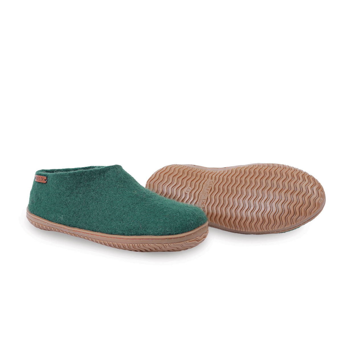 Wollhausschuhe (100 % reine Wolle) – Modell Grün mit Gummisohle – Dänisches Design von SHUS