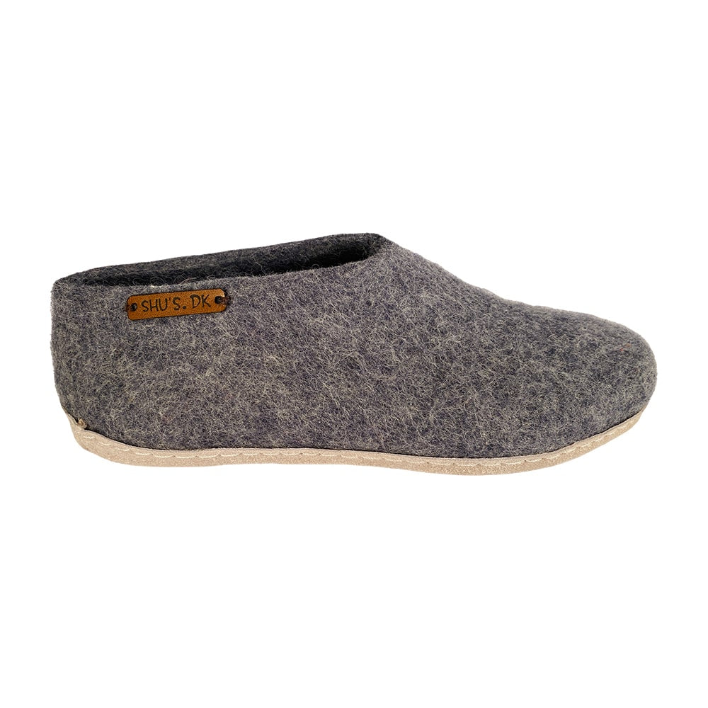 Wollhausschuhe (100 % reine Wolle) – Modell Koks mit Ledersohle – Dänisches Design von SHUS