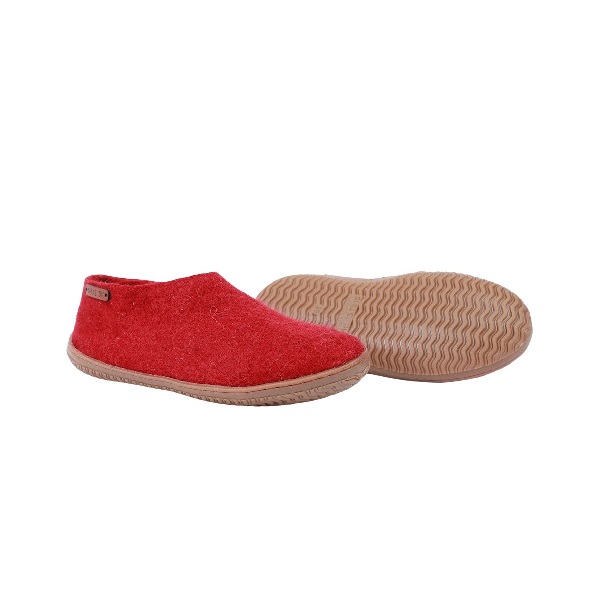 Wollhausschuhe (100 % reine Wolle) – Modell Rot mit Gummisohle – Dänisches Design von SHUS