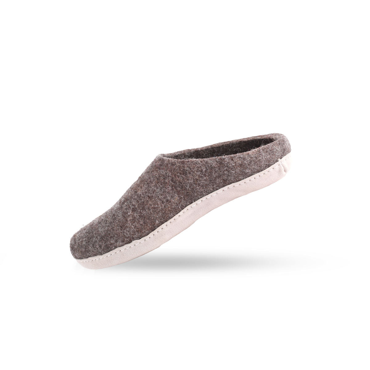 Wollpantoffel(100 % reine Wolle) – Modell Braun mit Ledersohle – Dänisches Design von SHUS