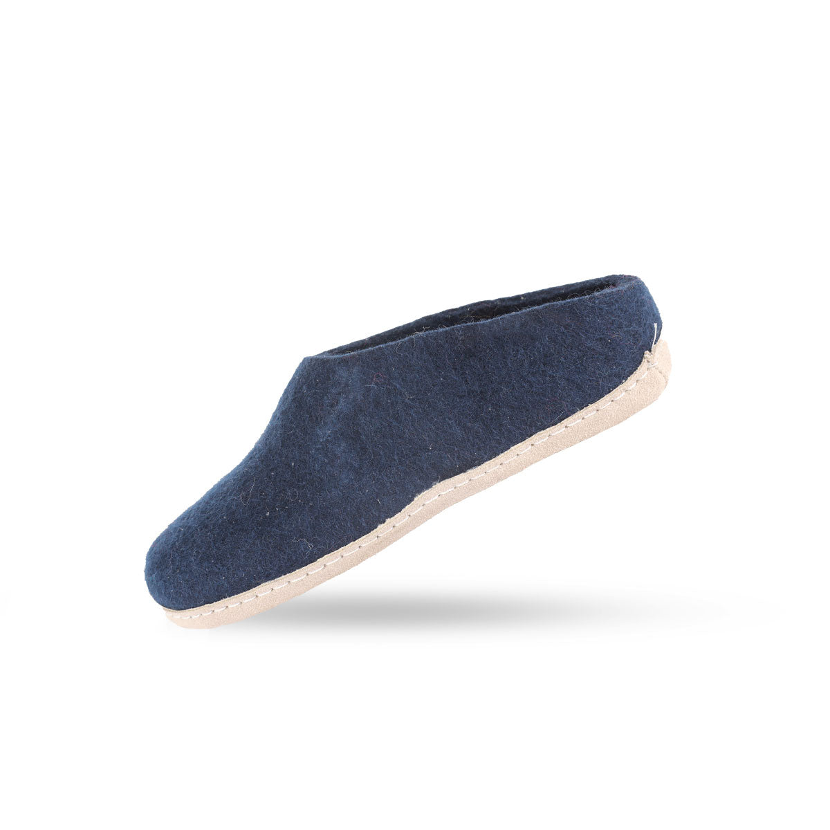 Wollpantoffel (100 % reine Wolle) – Modell Blau mit Ledersohle – Dänisches Design von SHUS