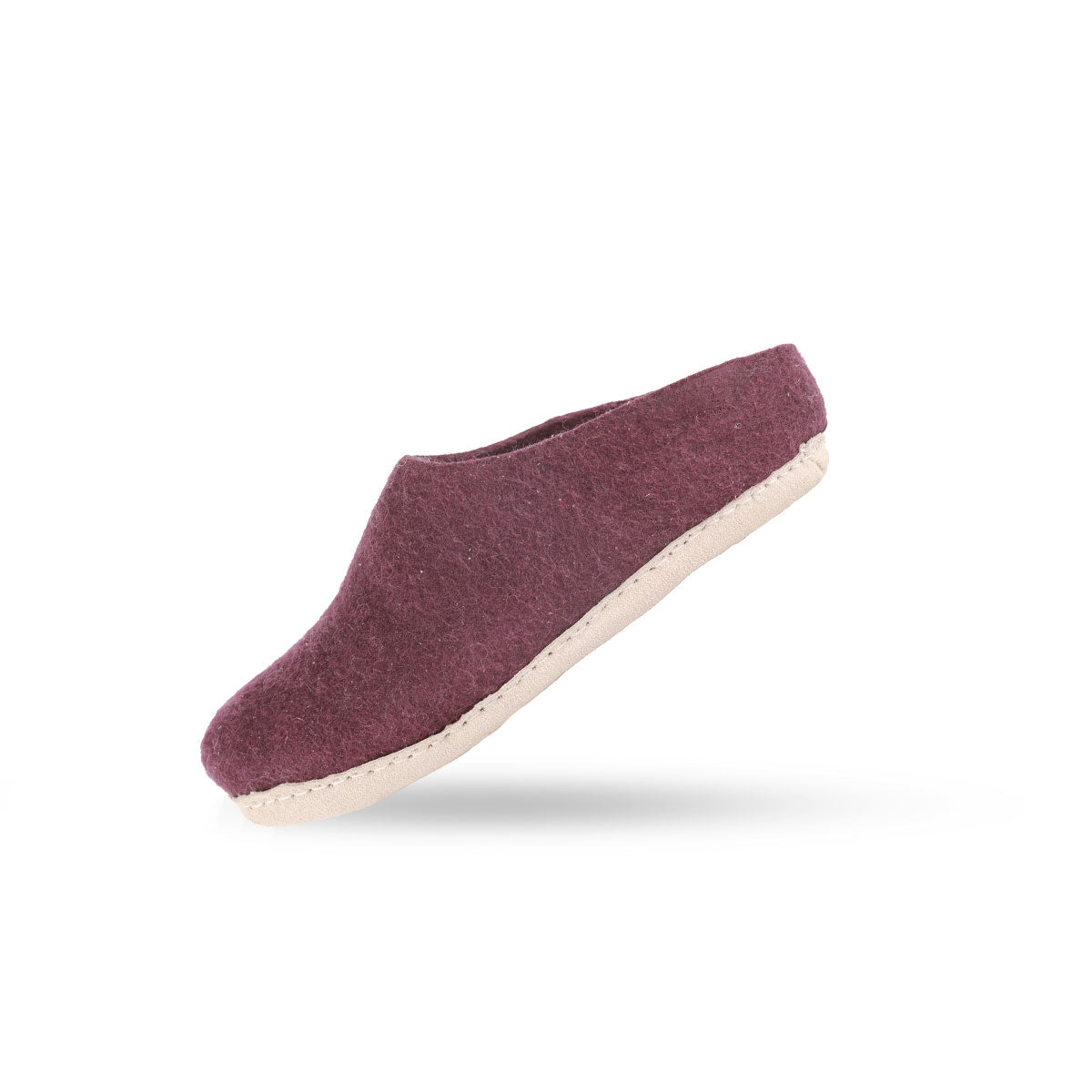 Wollpantoffel (100 % reine Wolle) – Modell Lila mit Ledersohle – Dänisches Design von SHUS