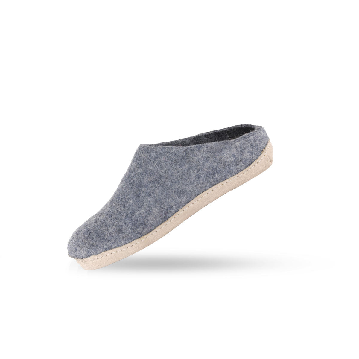 Wollpantoffel (100 % reine Wolle) – Modell Denim mit Ledersohle – dänisches Design von SHUS