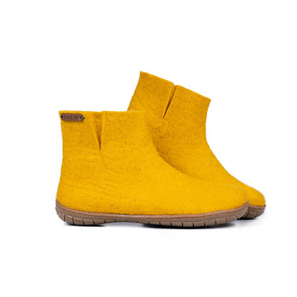 SHUS Wollstiefel aus 100% reiner Wolle mit Gummisohle - Curry Gelb