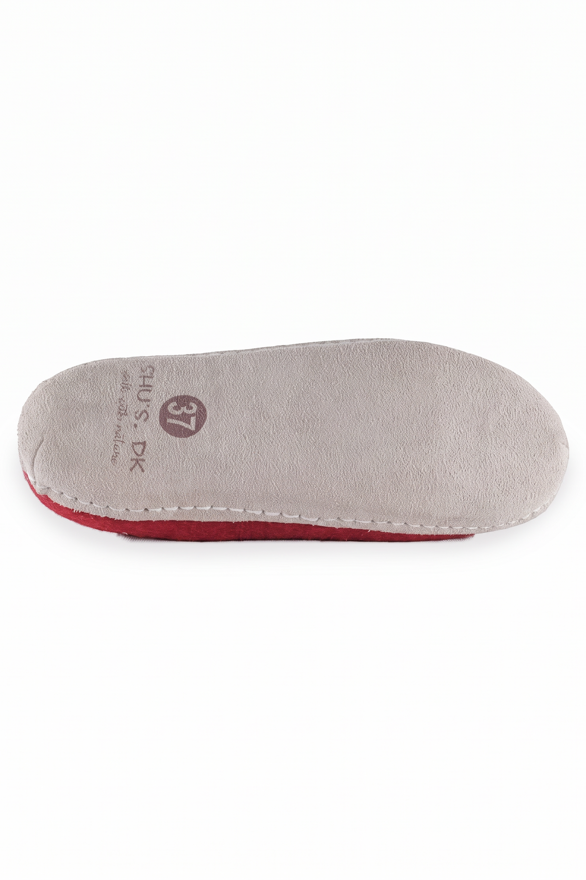 Wollpantoffel (100 % reine Wolle) – Modell Rot mit Ledersohle – Dänisches Design von SHUS