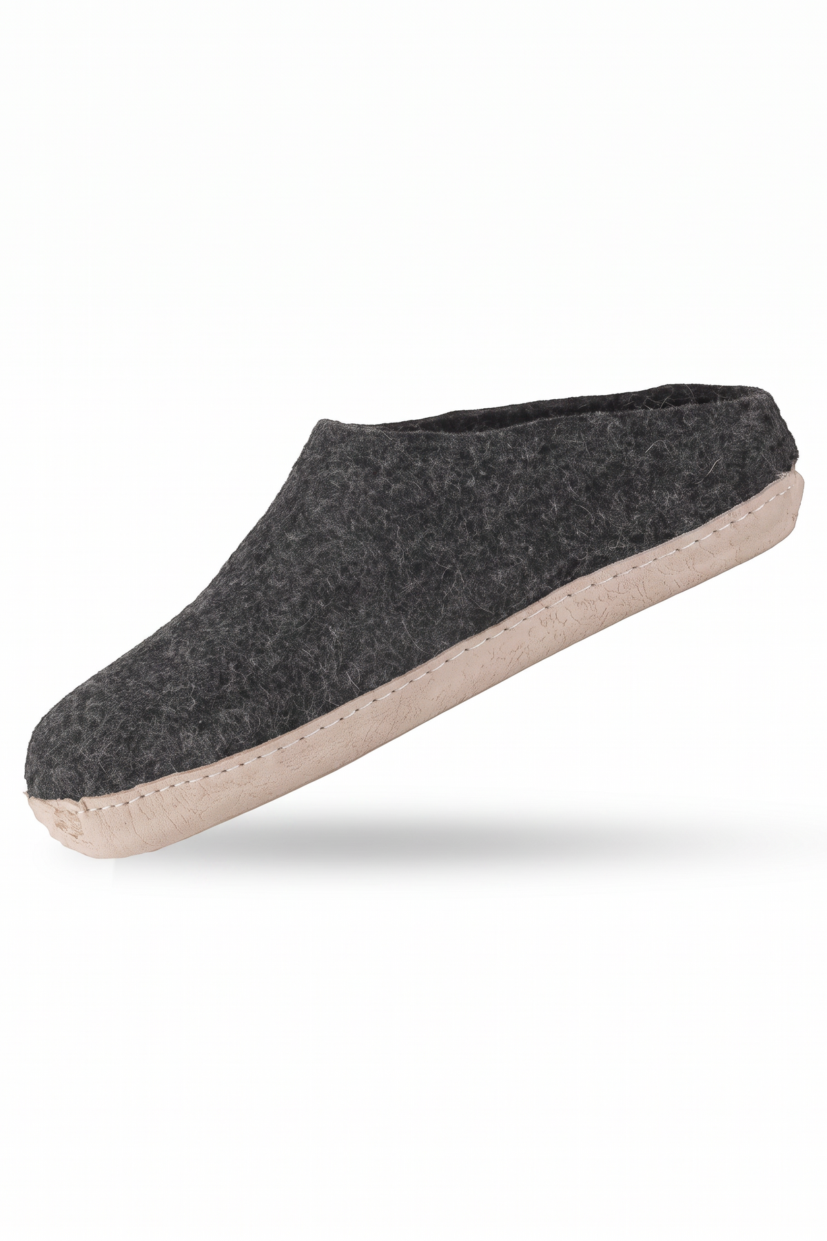 Wollpantoffel(100 % reine Wolle) – Modell Koks mit Sohle aus Leder – Dänisches Design von SHUS