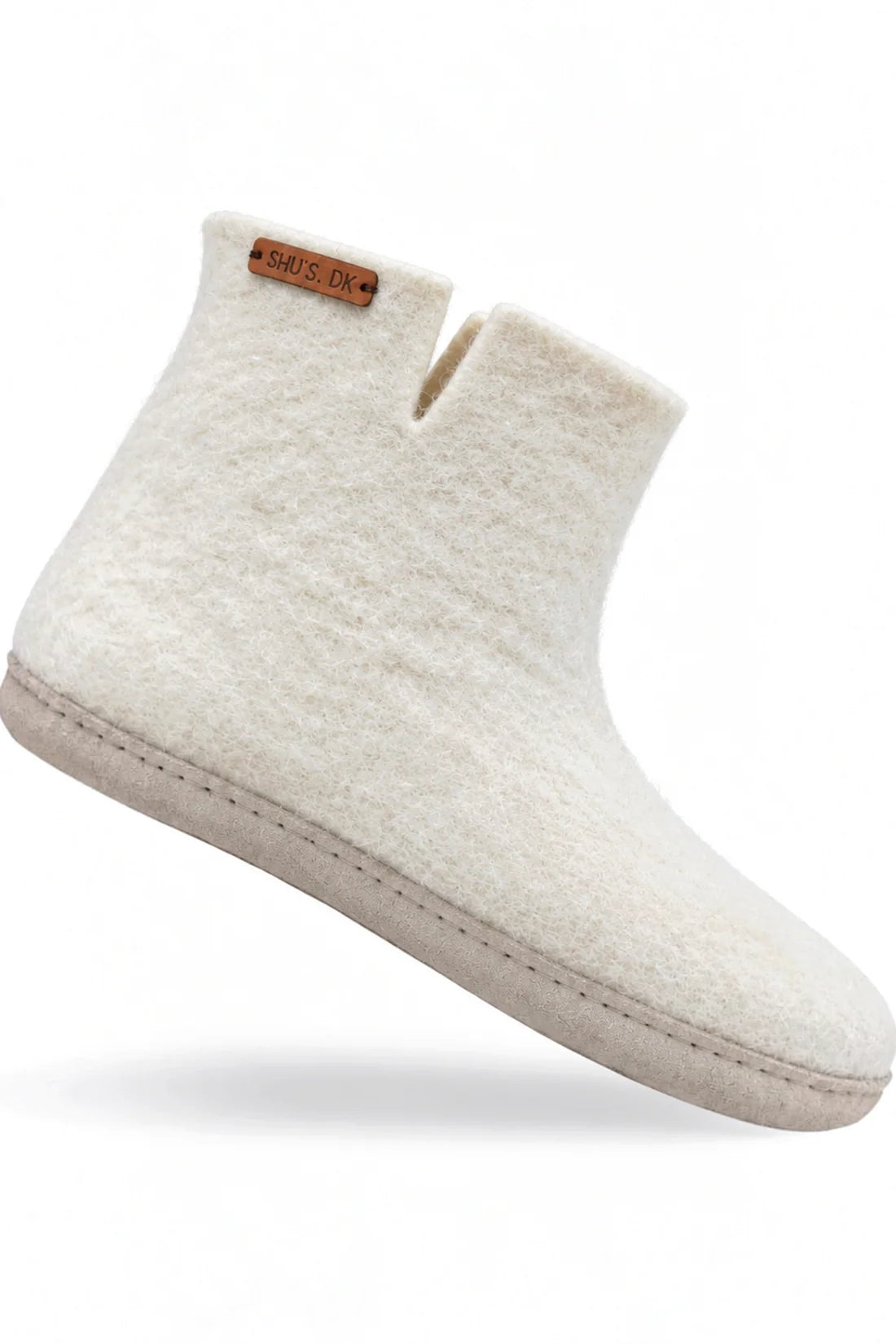 Wollstiefel (100 % reine Wolle) – Modell Beige mit Ledersohle