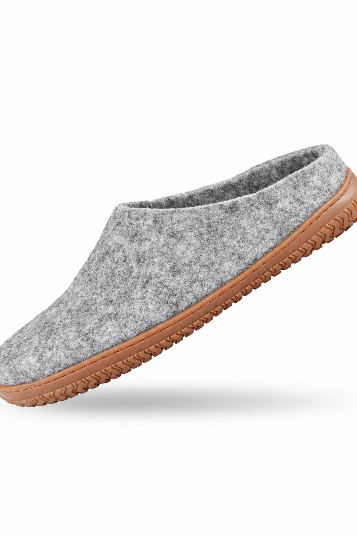 Wollpantoffel (100 % reine Wolle) – Modell Grau mit Gummisohle – Dänisches Design von SHUS