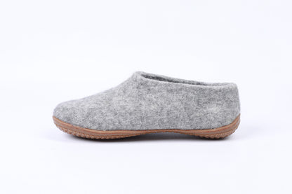 Wollhausschuhe (100 % reine Wolle) – Modell Grau mit Gummisohle – Dänisches Design von SHUS