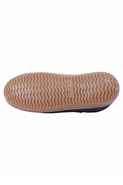 Håndlavede blå uld sutsko fra Shus.dk, lavet af 100% New Zealandsk uld, sikrer varme og komfort. Med natur gummisål. Dansk design.
