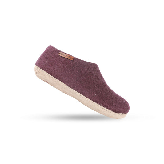 Wollhausschuhe (100 % reine Wolle) – Modell Lila mit Ledersohle – Dänisches Design von SHUS