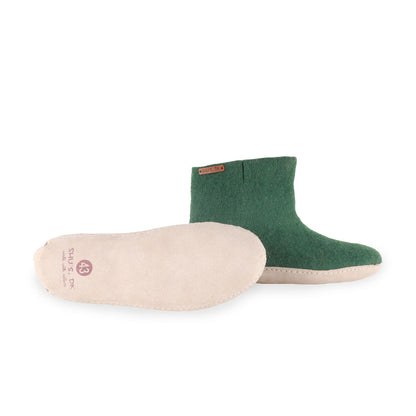 Wollstiefel (100 % reine Wolle) – Modell Grün mit Ledersohle – Dänisches Design von SHUS
