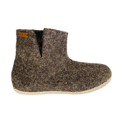 Wollstiefel (100 % reine Wolle) – Modell Braun mit Ledersohle – Dänisches Design von SHUS