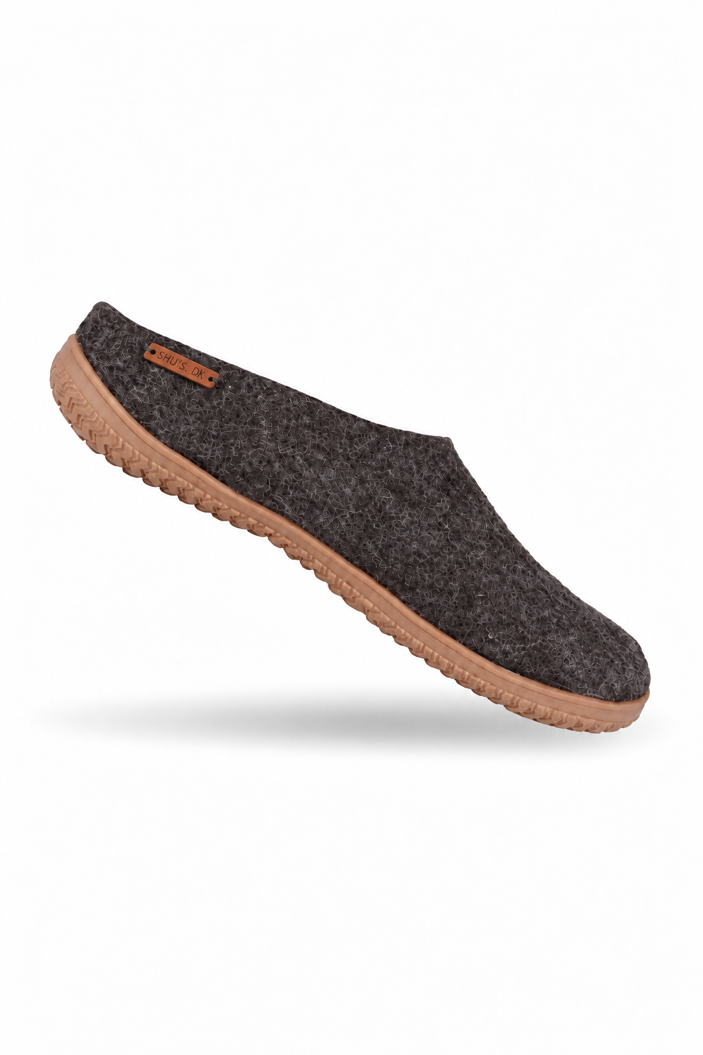 Wollpantoffel(100 % reine Wolle) – Modell Braun mit Gummisohle – Dänisches Design von SHUS