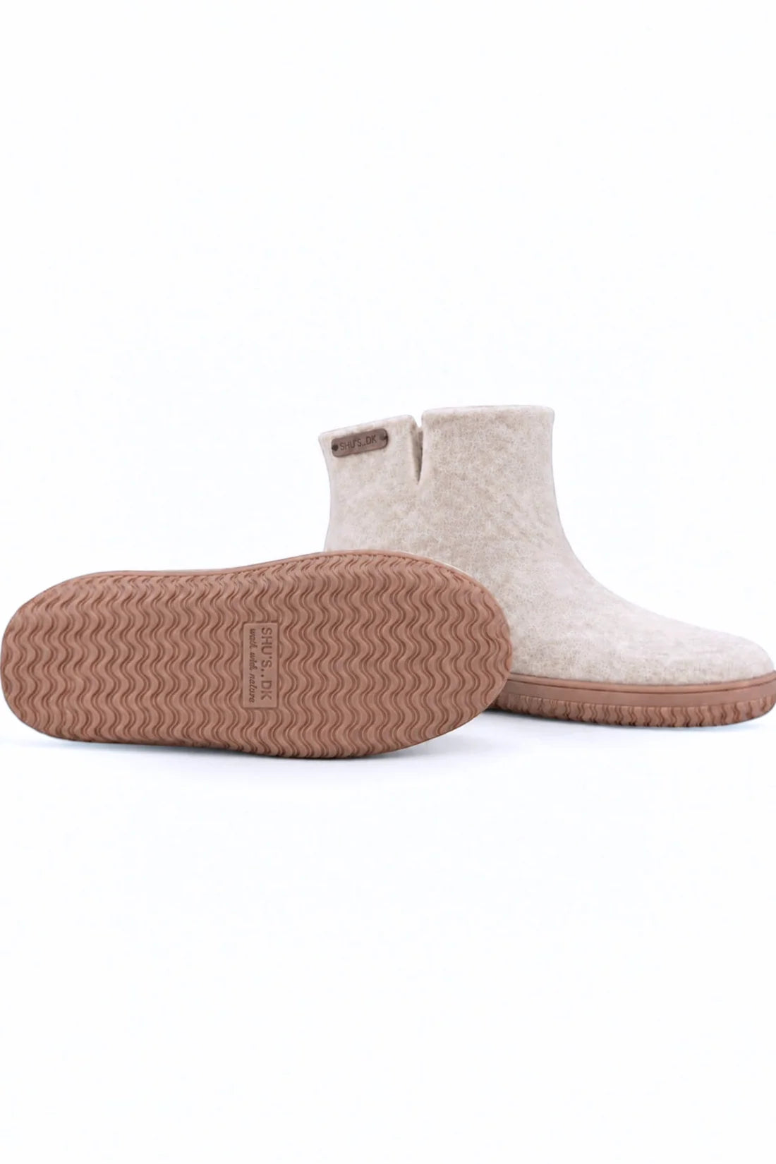 Wollstiefel (100 % reine Wolle) – Modell Beige mit Gummisohle