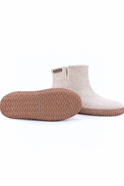 Wollstiefel (100 % reine Wolle) – Modell Beige mit Gummisohle