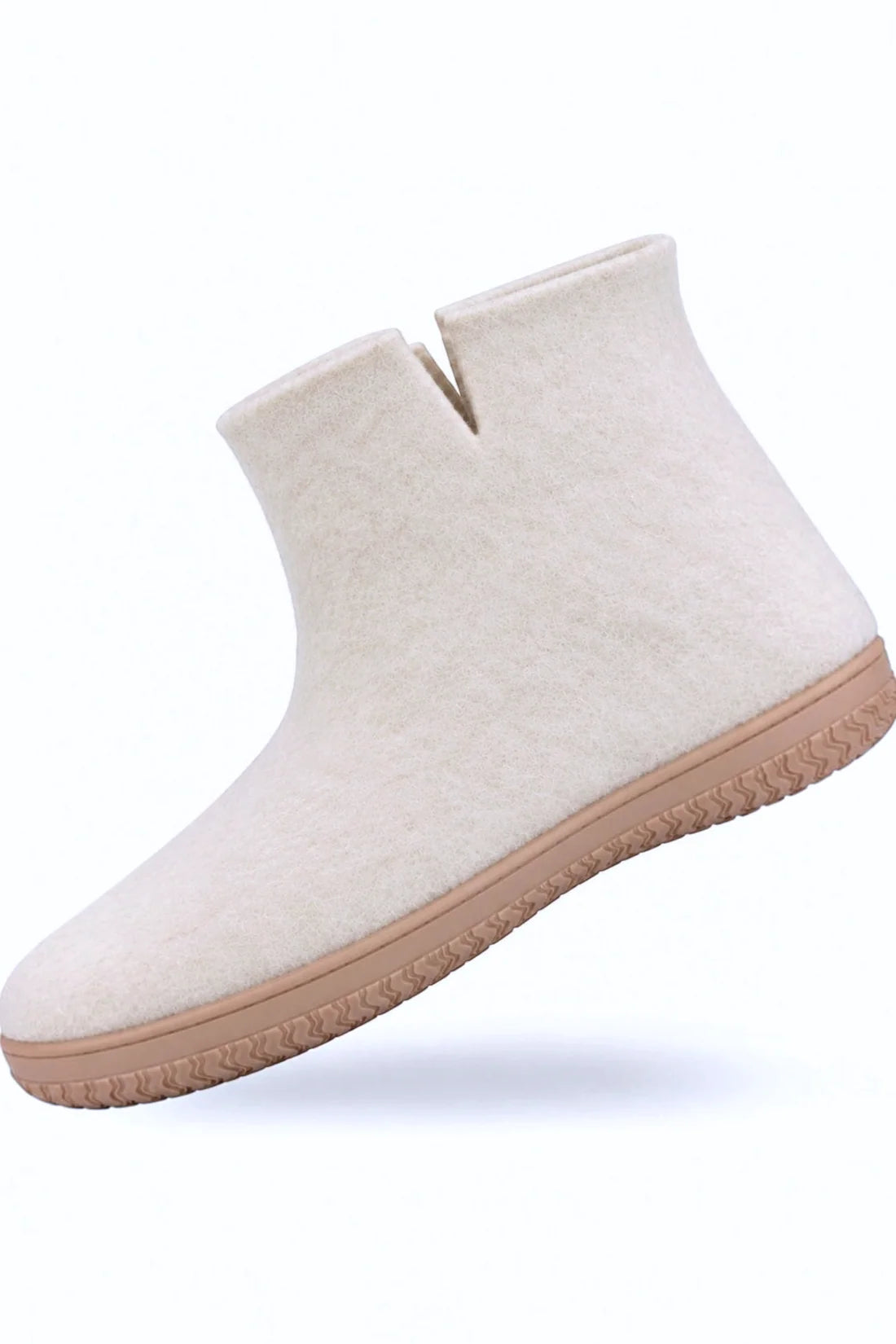 Wollstiefel (100 % reine Wolle) – Modell Beige mit Gummisohle