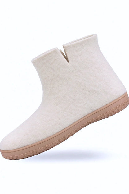 Wollstiefel (100 % reine Wolle) – Modell Beige mit Gummisohle