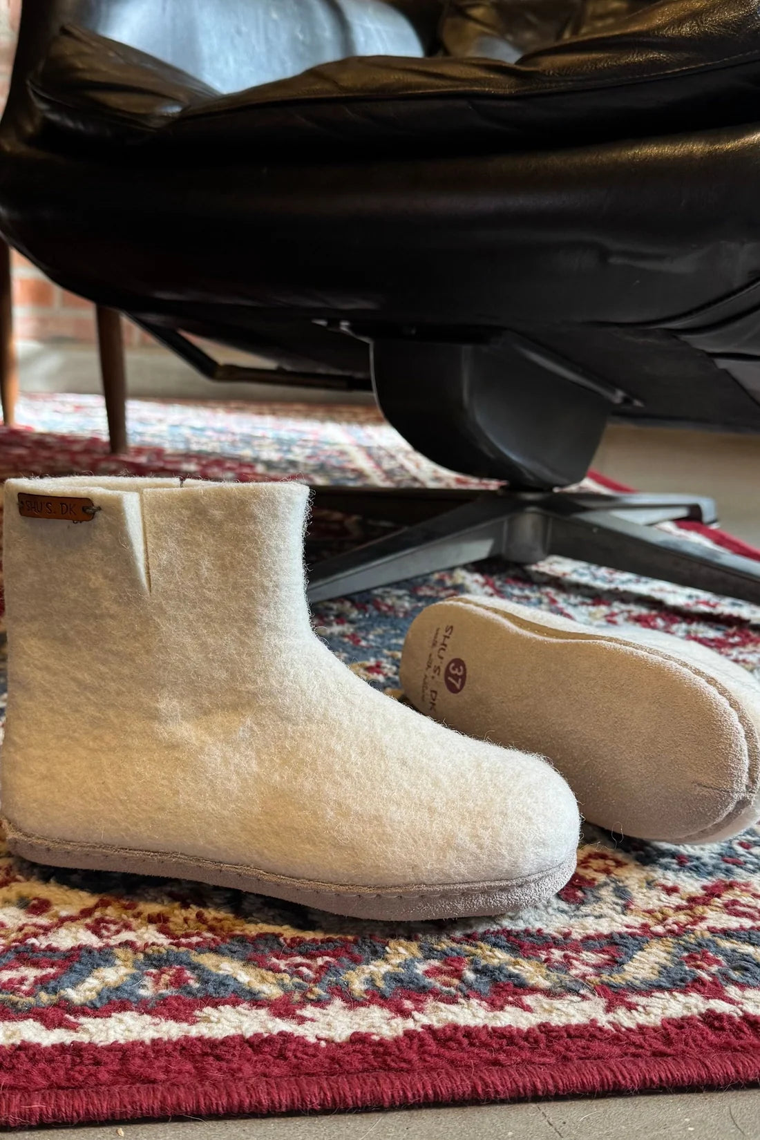 Wollstiefel (100 % reine Wolle) – Modell Beige mit Ledersohle