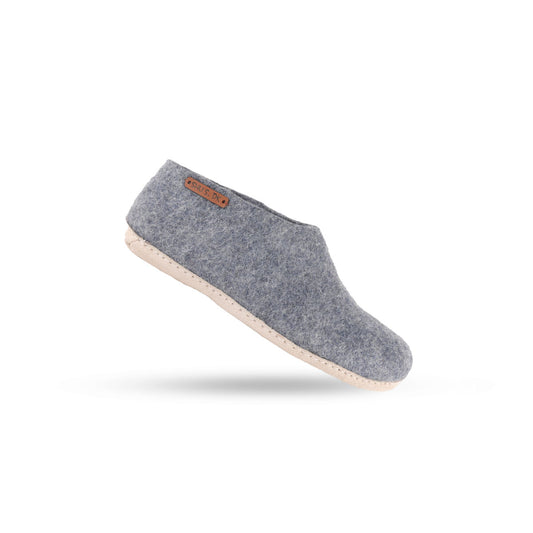 Wollhausschuhe (100 % reine Wolle) – Modell Denim mit Ledersohle – Dänisches Design von SHUS