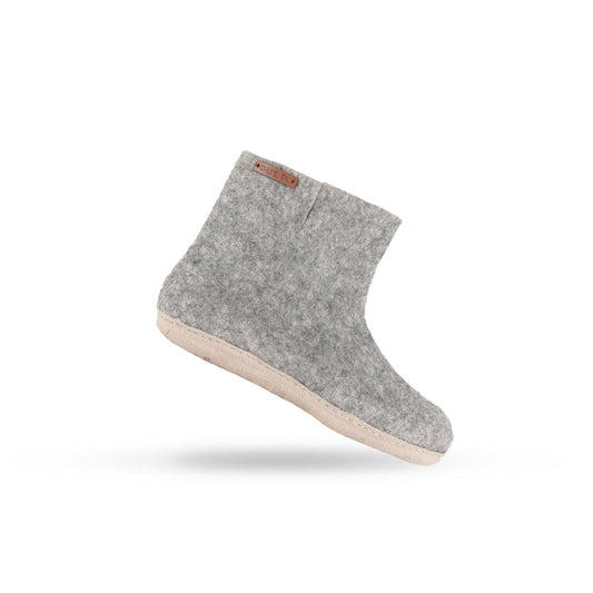 Wollstiefel (100 % reine Wolle) – Modell Grau mit Ledersohle – Dänisches Design von SHUS
