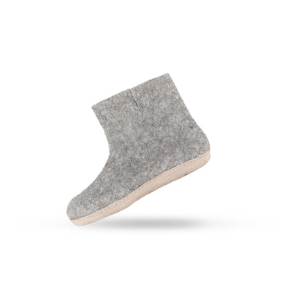 Wollstiefel (100 % reine Wolle) – Modell Grau mit Ledersohle – Dänisches Design von SHUS