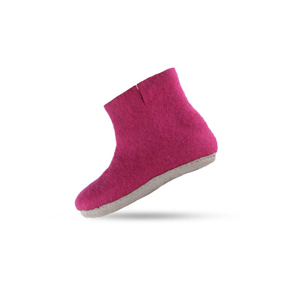 Wollstiefel (100% reine Wolle) - Modell pink mit Ledersohle - Danish Design from SHUS